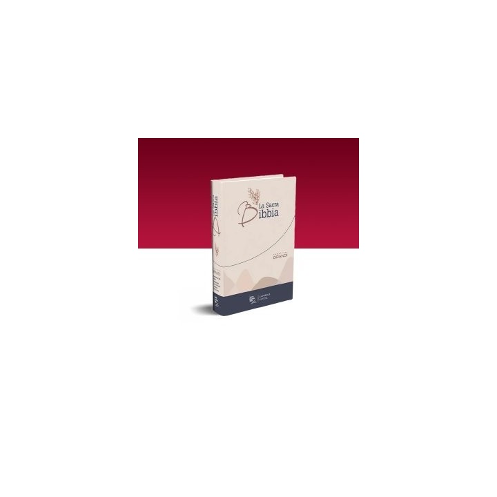 Bibbia N.R. 14x21 cm caratteri grandi rilegata rigida illustrata colore beige Nuova Edizione